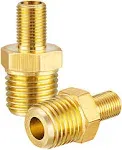 Brass Air Inflator Adapter, 1/4" NPT (M) to Standard Schrader Valve (M), Tire Inflator Connector for Auto Portable Air Compressor/Pump, Air Hose, Air Chuck (2 Packs)