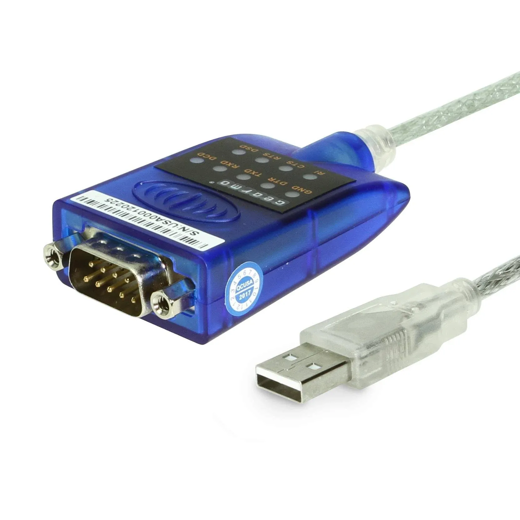  USB to Serial RS-232 Adapter with LED Indicators FTDI Chipset Supports Windows 