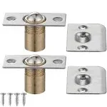 JQK Closet Door Ball Catch Hardware, Stainless Steel Catch Adjustable with Strike Plate, Brushed Satin Finish 2 Pack, HBC100-P2