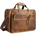 Polare 17&#039;&#039; Full Grain Leather Briefcase Laptop Attache Case Messenger Bag For M