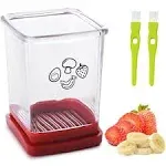 Cup Slicer Fruit, Stainless Steel Strawberry Slicer Egg Slicers Banana Slicers, Fruit & Vegetable Speed Fruit Slicer with Push Plate, Quickly Making Fruit Vegetable Salad, Must Have Kitchen Gadget