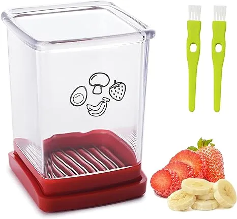 Cup Slicer Fruit, Stainless Steel Strawberry Slicer Egg Slicers Banana Slicers, Fruit & Vegetable Speed Fruit Slicer with Push Plate, Quickly Making Fruit Vegetable Salad, Must Have Kitchen Gadget