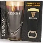 Official Guinness Embossed 450ml Glass and Bottle Opener