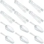 Plastic Serving Tongs Mini Kitchen Tongs Kitchen Tongs Utility and Plastic Kitchen Scoops Clear Ice Scoop Mini Clear Buffet Scoop for Candy Dessert Buffet Ice (12) (A)