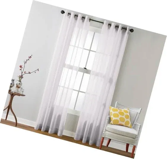 HLC.ME Sheer White Curtains - 2 Panels Semi Sheer Voile Window Curtain Drapes Grommet Panels for Bedroom, Living Room & Kids Room (54" W x 95" L, White)