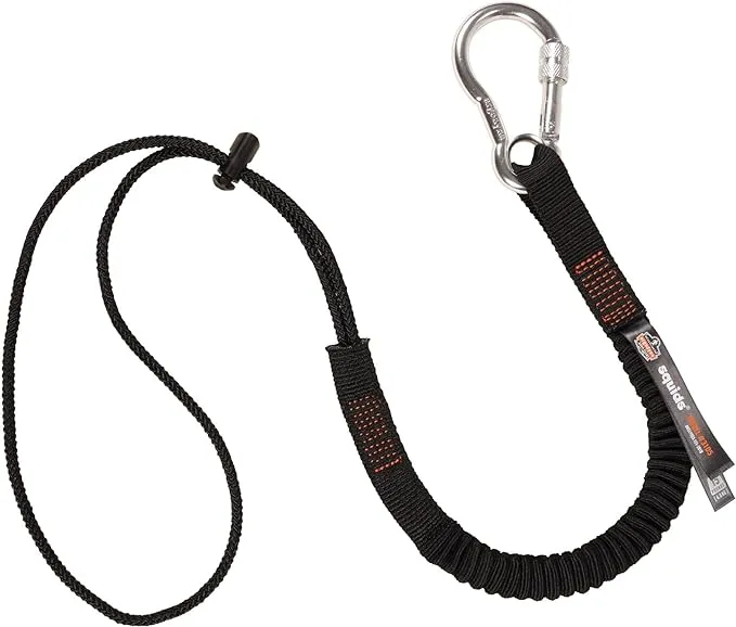 Ergodyne Squids 3105 Tool Lanyard with Aluminum Screw Lock Carabiner, Tool Weight Capacity 15lbs , Black