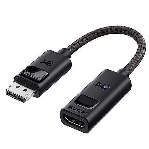 Cable Matters 8K DisplayPort 1.4 to HDMI 2.1 Adapter with 4K 120Hz or 8K 60Hz, Unidirectional DisplayPort to HDMI 2.1 Cable Adapter in Black, Support