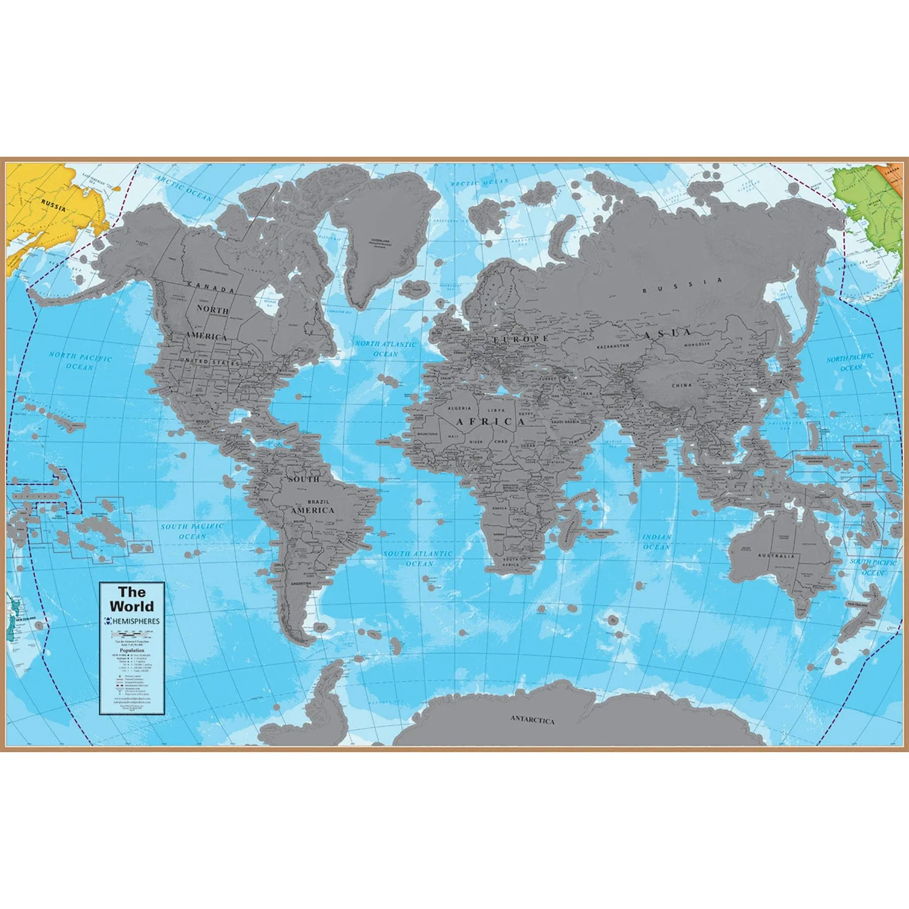 Hemispheres&reg; Scratch Off World 24" x 36" Laminated Wall Map