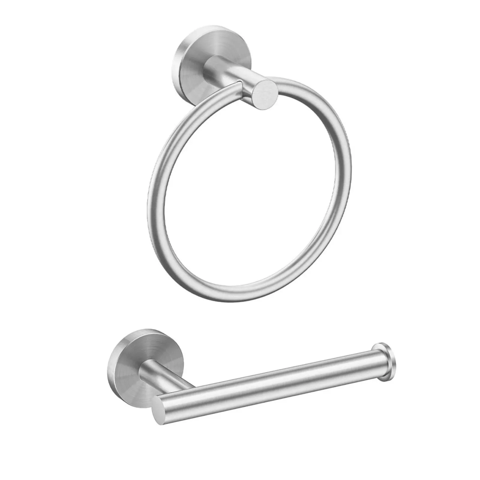 USHOWER Towel Ring and Toilet Paper Holder Combo Set, Brushed Nickel, Durable SUS304 Stainless Steel, 2 Piece