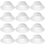 Sunco Lighting 12 Pack Trim - 6" inch White Baffle Recessed Can Light