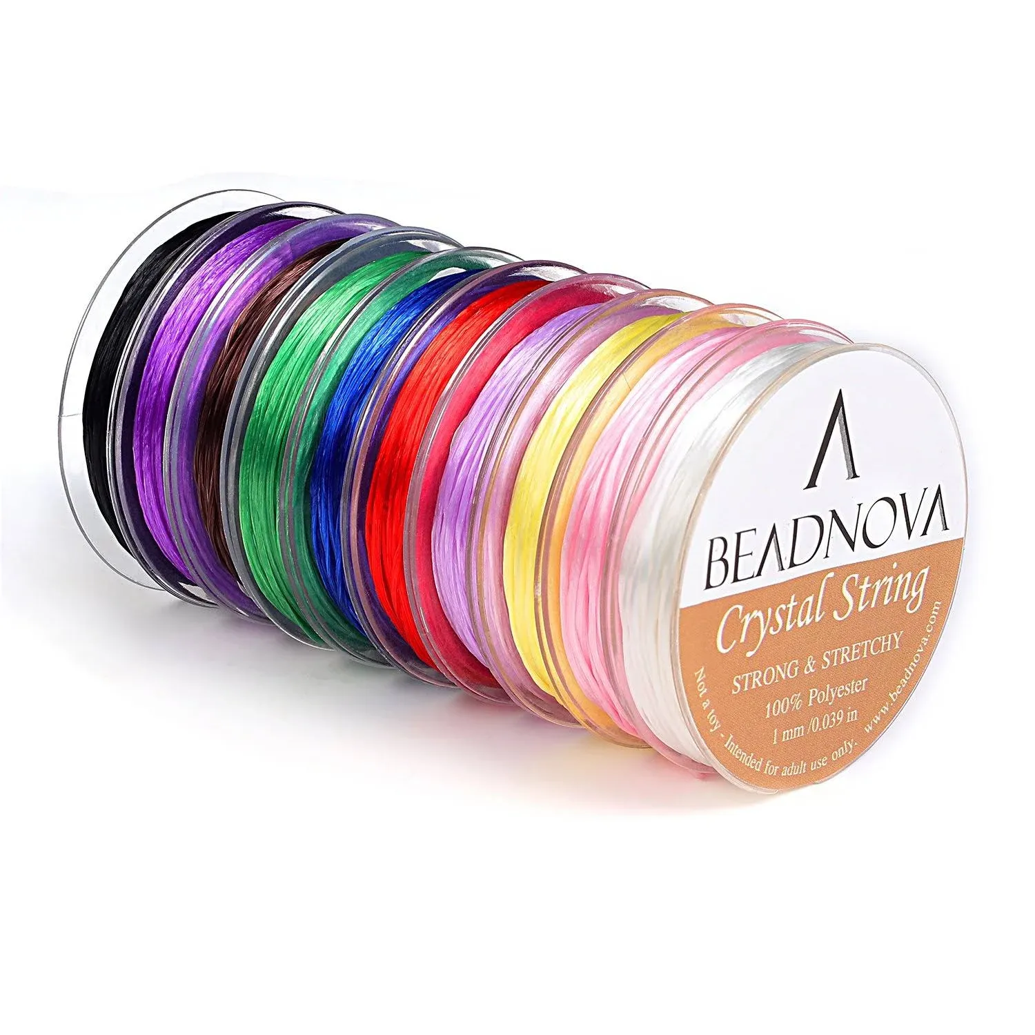 BEADNOVA 1mm Elastic Stretch Crystal String Cord for Jewelry Making Bracelet Beading Thread (12m/ Roll, Total 10 Rolls Mixed Color)