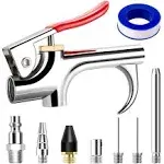 9 Pcs 2-Way Connection Air Nozzle Blow Gun Sets, Air Nozzle Kit with 1/4 Inches Standard Quick Fitting and 4 Air Nozzles, Air Compressor Accessories for Air Inflation and Dedusting