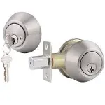 Gobrico 5 Pack Satin Nickel Keyed-Alike Single Cylinder Deadbolts Keyed on One Side Door Locksets with Same Key