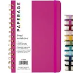 PAPERAGE Lined Spiral Journal Notebook, (Raspberry), 160 Pages, Medium 5.5 inches x 8 inches - 100 GSM Thick Paper, Hardcover, Double-Wire Spiral Journal & Notebook