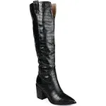 Therese Tall Croc Embossed Western Boot In Green