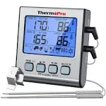 ThermoPro TP17 Dual Probe Digital Cooking Meat Thermometer Large LCD Backlight Food Grill Thermometer with Timer Mode for Smoker Kitchen Oven BBQ,