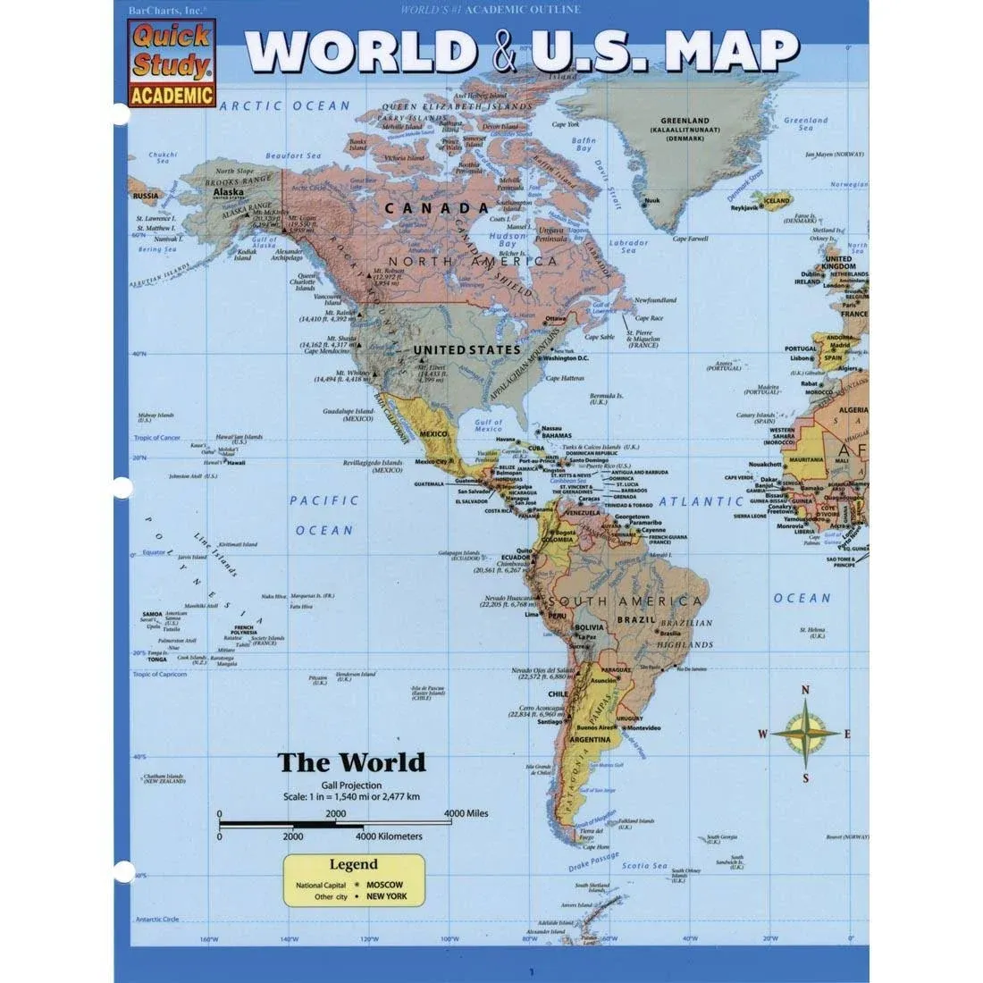 Educational Blank Outline Maps, 2-Sided World & US, 17” x 11”, 50-Pack | Great Blank Map Worksheets for Classroom or Home Study | Laminated Answer Sheet Included | Map Packs are Perfect Desk Size