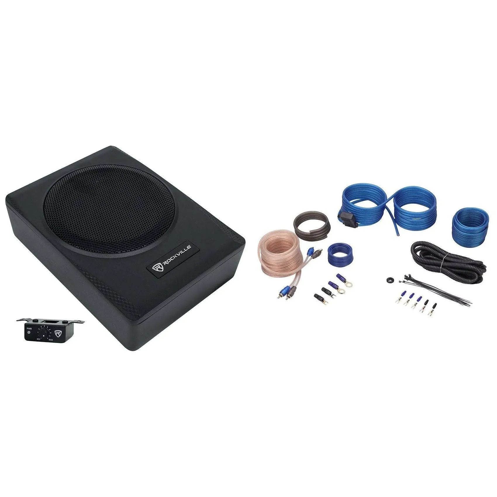 Rockville SS65P 400w 6.5&#034; Slim Under-Seat Powered Car/Truck Subwoofer + Amp Kit