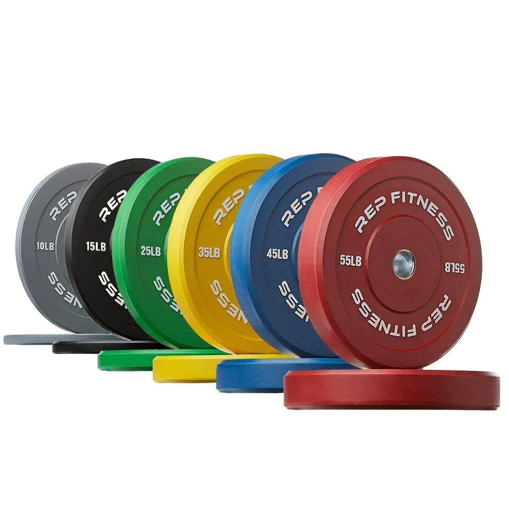 Rep Color Bumper Plates for Crossfit and Weightlifting, 370 lb Set