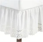 Fresh Ideas Ruffled Eyelet 14 inch Bed Skirt, Full, Mocha