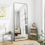 BEAUTYPEAK Full Length Mirror 21x64 Standing Mirror, Large Rectangle Rounded Corner Floor Mirror, Rounded Corners with Aluminum Alloy Frame, Gold