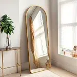 KIAYACI Arched Full Length Mirror Floor Mirror with Stand Bedroom Dressing Mirror Full Body Wall Mirror (Gold, 65" x 22")