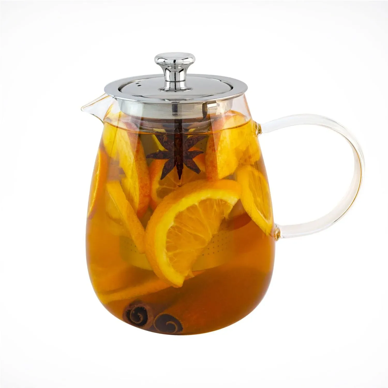 Aserson 1000 ml/33 oz Glass Teapot, Heat Resistant, Stainless Steel Infuser, Handmade, Leaf Tea Brewer, Borosilicate Glass, S