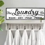 Laundry Room Sign，Wash Dry Fold Press Enamel Laundry Sign for Laundry Room, Vintage Large Laundry Room Wall Decor, Laundry Room Wall Art Waterproof 21 x 6.5 Inchs