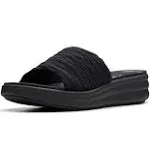 Clarks Cloudsteppers Washable Slide Sandals- Drift Petal, Size 6 Wide, Black/Black