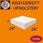 Foamrush 5" x 24" x 24" Upholstery Foam Cushion High Density (Chair Cushion Square Foam for Dinning Chairs, Wheelchair Seat Cushion Replacement)