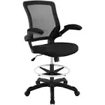 Modway Veer Reception Desk Flip-Up Arm Drafting Chair in Black