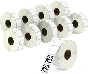 BETCKEY - 1" x 1" (25 mm x 25 mm) Square QR Code Labels Compatible with Zebra & More Label Printer,Premium Adhesive & Perforated [10 Rolls, 13800 Labels]