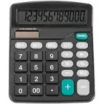 Upgraded calculator, 12-bit solar battery office calculator with large LCD display, large induction buttons, dual power desktop calculator for office, home, school (Solar Black)