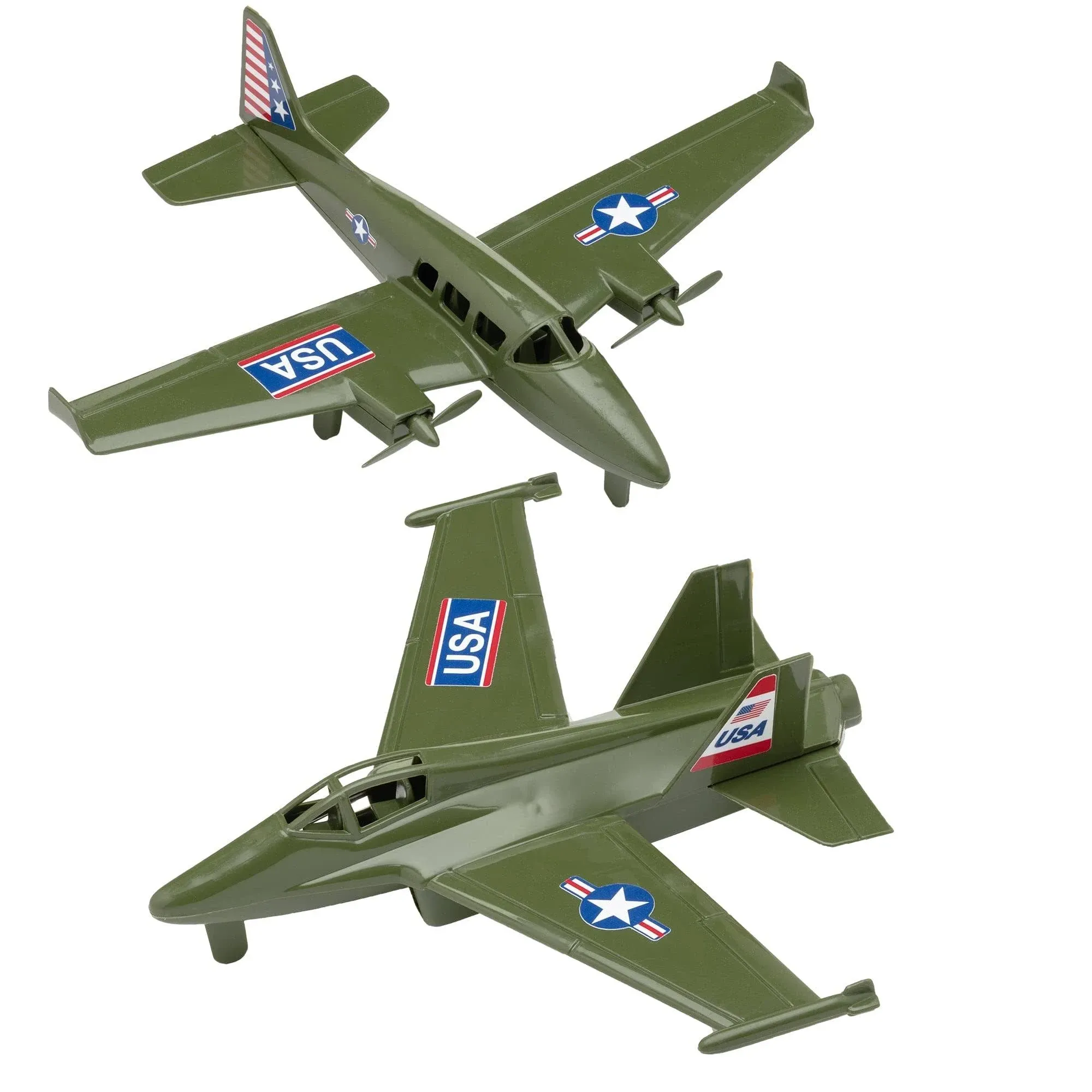 TimMee Prop Plane and Fighter Jet OD Green for Plastic Army Men