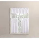 Martine Microfiber Semi-Sheer Rod Pocket Kitchen Curtain Valance and Tiers Set