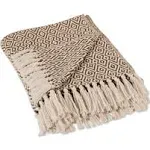 Brown Double Diamond Cotton Throw 50x60