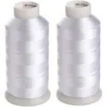 Simthreads 2 Huge Spools White Bobbin Fill Thread 60wt for Embroidery Machine and and Sewing Machines - 5500 Yards ea