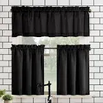 Martine Microfiber Semi-Sheer Rod Pocket Kitchen Curtain Valance and Tiers Set