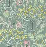 Sample Shiloh Botanical Wallpaper in Green from the Bluebell Collection