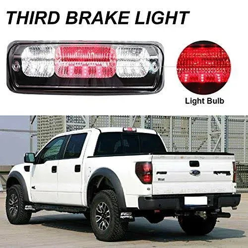 Third Brake Light High Mount Brake Light Fit for Ford F150 (2004-2008), for Ford Explorer Sport Trac (2007-2010), for Lincoln Mark LT (2006-2008) (Chrome Housing Clear Lens)