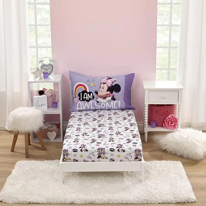 Minnie Mouse I Am Awesome 2 Piece Fitted Crib Sheets Disney