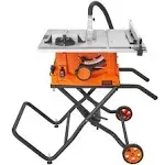 VEVOR Table Saw with Stand, 10-inch 15-Amp, 25-in Max Rip Capacity, Cutting Speed up to 5000RPM, 40T Blade, Portable Compact Jobsite Tablesaw with Sliding Miter Gauge for Woodworking & Furniture Makin