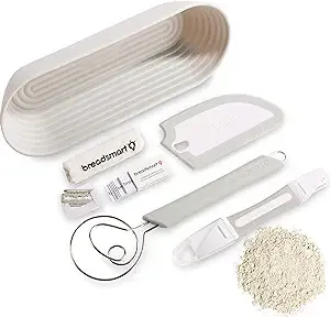 Artisan Bread Making Kit - 5PC Sourdough Bread Baking Supplies Set - Lame, Scraper, Whisk, Banneton Bread Proofing Basket & Cotton Liner