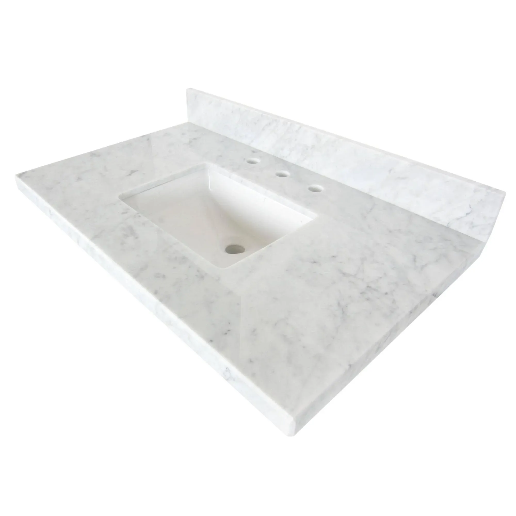 Kingston Brass KVPB3622M38SQ Templeton Vanity Sink Top, 36" x 22", Carrara Marble