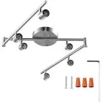 AIBOO 6-Light Adjustable Dimmable Track Lighting Kit, Flexible Foldable Arms,Satin Nickel Kitchen,Hallyway Bed Room Lighting Fixture, GU10 Base Bulbs not Included