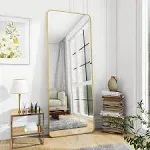 BEAUTYPEAK Gold Full Length Mirror, 60"x20" Rounded Corner Floor Mirror Standing Hanging or Leaning Against Wall Dressing Room Mirror Full Length