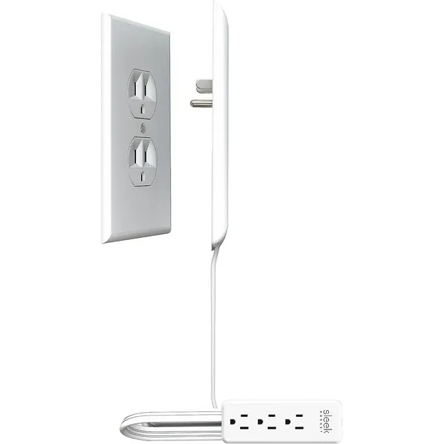 Sleek Socket Wall Outlet Concealer with 3 ft. Extension Cord for Cable Management