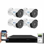 GW Security 8MP Security Camera System Outdoor with Ai Face/Human/Vehicle Detection, 8CH 4K DVR and 4 x 3840TVL 8MP Microphone Home Coaxial CCTV