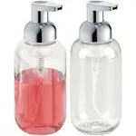 mDesign Plastic Refillable Foaming Soap Dispenser Pump, 2 Pack - Clear/Chrome