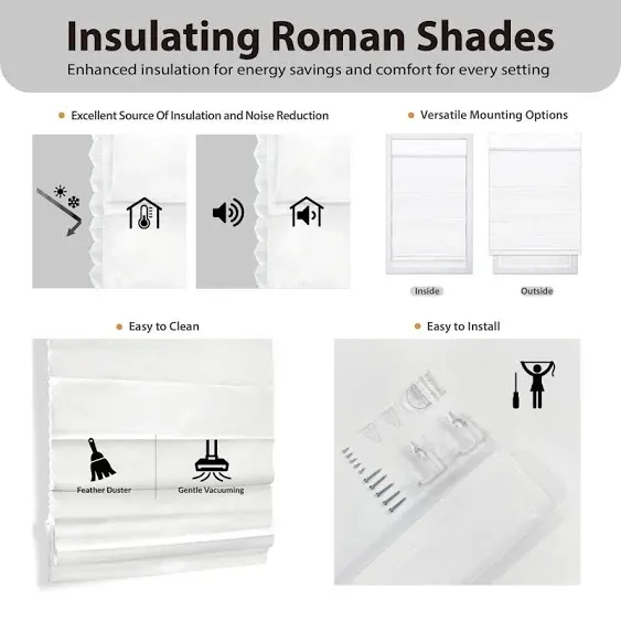 DEZ FURNISHINGS Cordless Blackout Insulating Roman Shade 29&#034; W x 72&#034; H Light ...